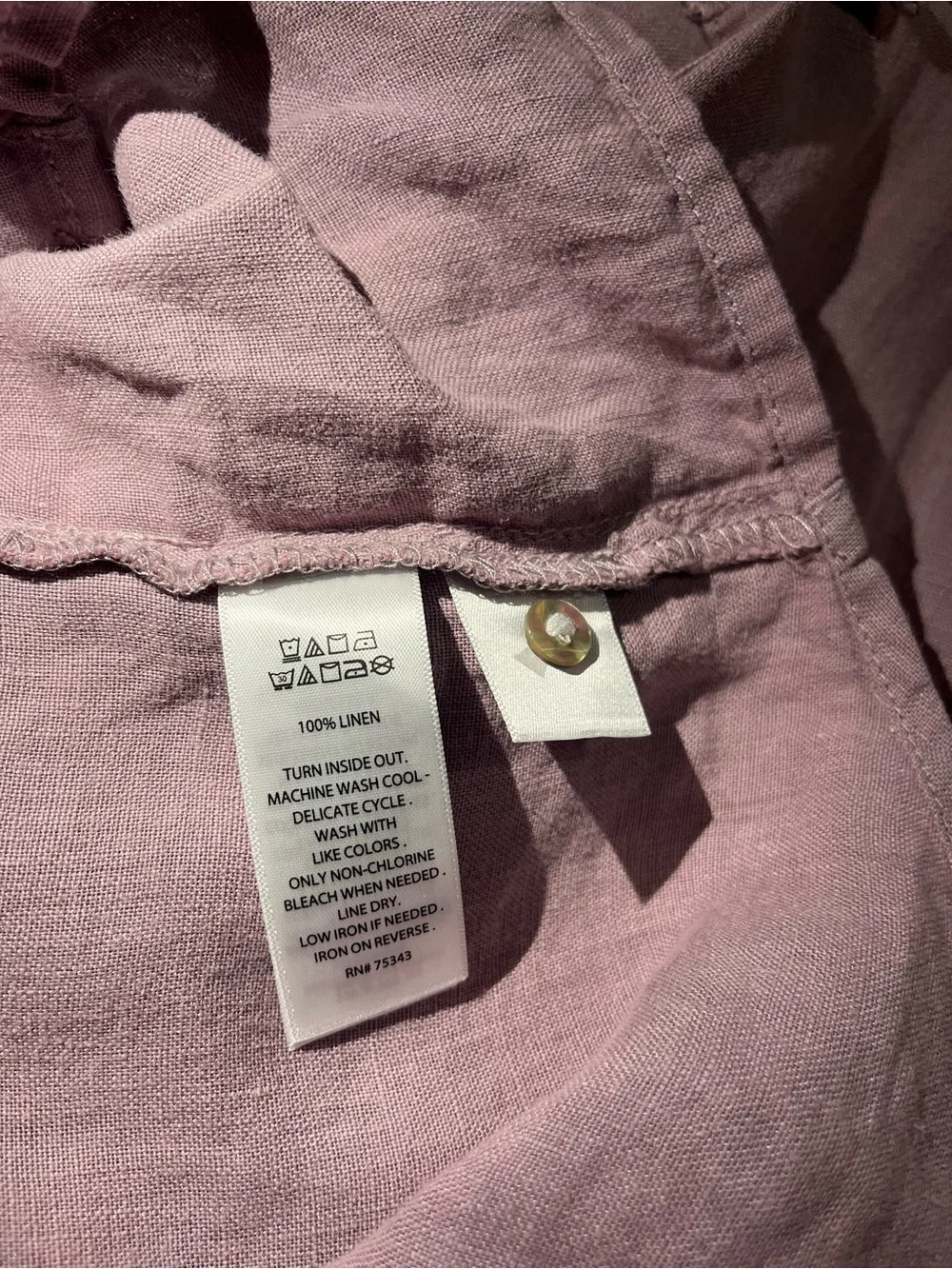 Sigred Olsen Women’s Linen Long-Sleeve Button-Up Shirt in Dusty Rose. - Picture 5 of 5